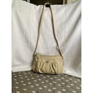 C L America Faux Leather Beige Purse Crossbody Bag 11 X 7 X 3 in EUC